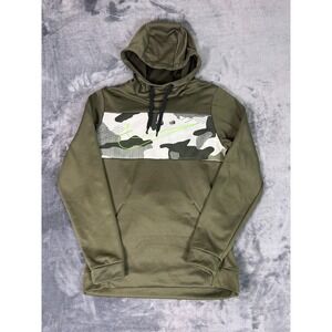 Y2K Nike Dri-Fit Camo Hoodie Sweatshirt Small Green Gray Pullover